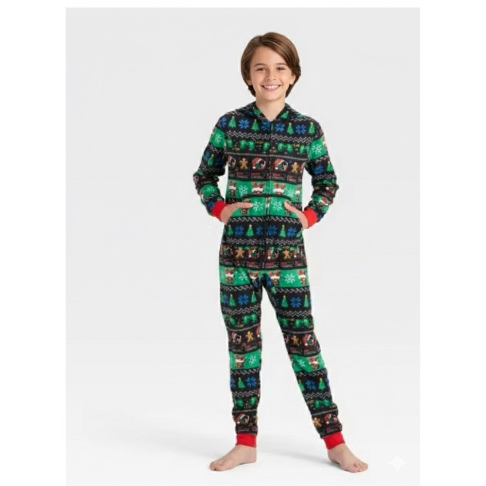 Boys' Christmas Gamer Fair Isle Union Suit-Cat & Jack Holiday Pajamas Size Xs4/5